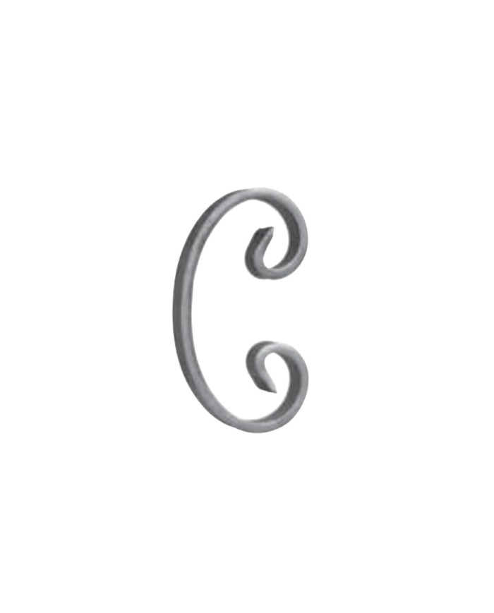 Ricci Ferro Battuto C, Piatto 12x6 mm, 135x75 mm, Tranciato