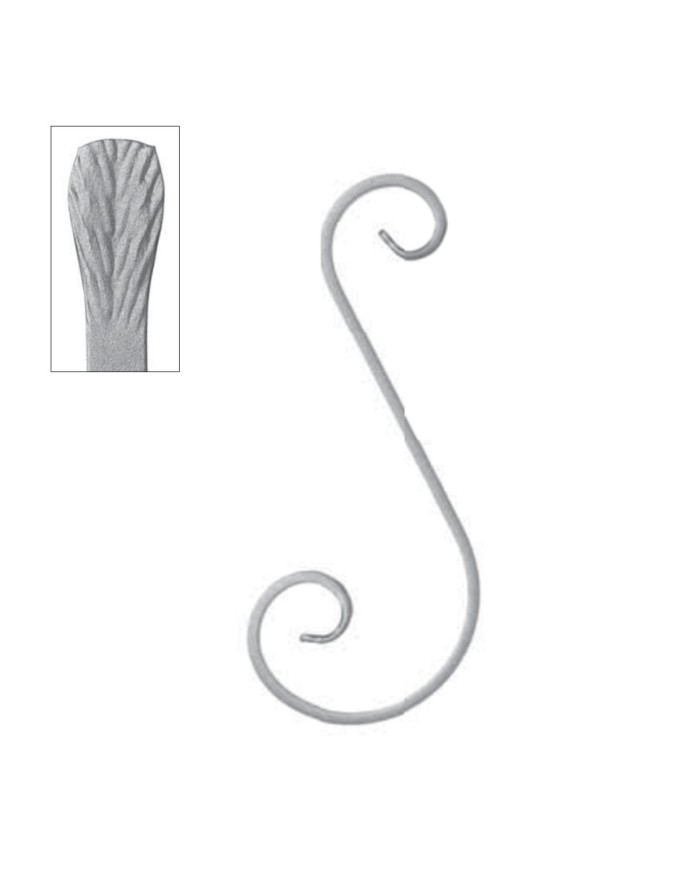 Ricci Ferro Battuto S, Piatto 12x6 mm, 270x110 mm, Spina di pesce