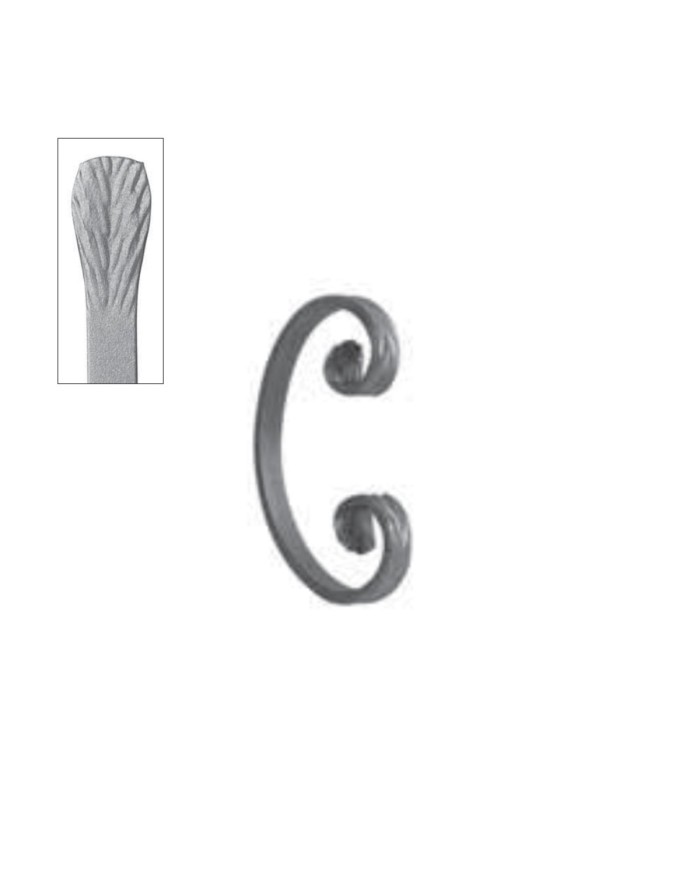 Ricci Ferro Battuto C, Piatto 12x6 mm, 100x60 mm, Spina di pesce