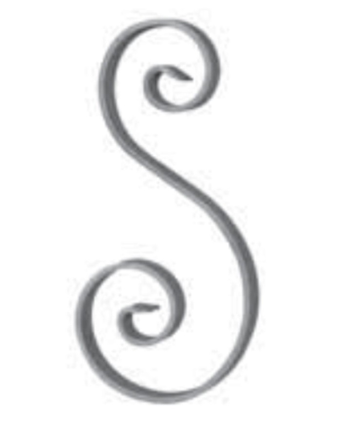 Ricci Ferro Battuto S, Piatto 12x6 mm, 360x125 mm, Tranciato