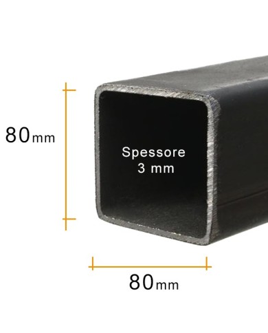 Tubolare FERRO 80x80x3 mm [ 2 - 3 MT ]