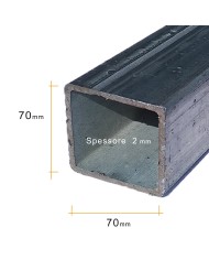 Tubolare FERRO ZINCATO 70x70x2 mm [ 2 - 3 MT ]