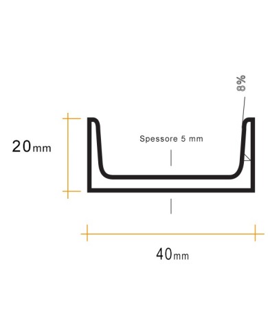 Profilo U Ferro 40x20 mm spessore 5mm | serie speciale [ 2 - 3 mt ]