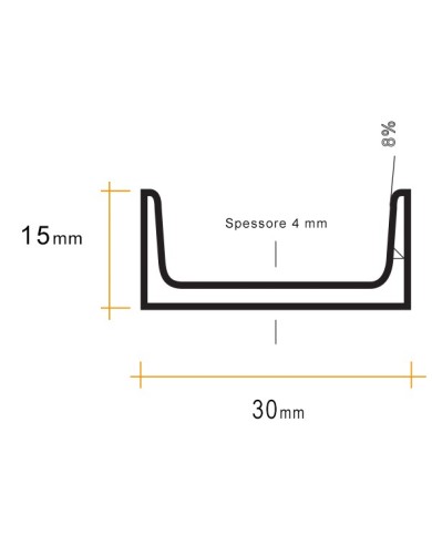 Profilo U Ferro 30x15 mm spessore 4mm | serie speciale [ 2 - 3 mt ]