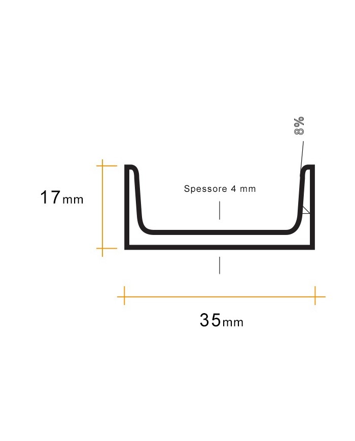 Profilo U Ferro 35x17 mm spessore 4 mm | serie speciale [ 2 - 3 mt ]