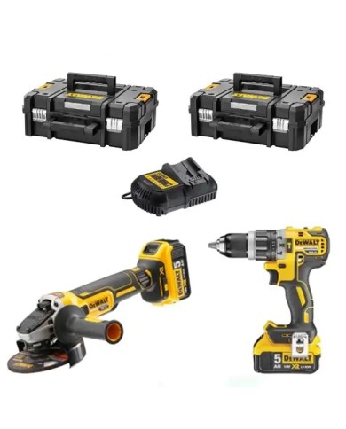 DeWALT DCK2153P2T-IT | Combo Batteria Avvitatore DCD796 + Smerigliatrice DCG405, 2X 5Ah, Caricabatterie, 2 Valigette TSTAK DeWALT DCK2153P2T-IT | Combo Batteria Avvitatore DCD796 + Smerigliatrice DCG405, 2X 5Ah, Caricabatterie, 2 Valigette TSTAK