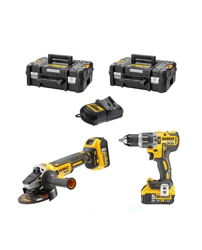 DeWALT DCK2153P2T-IT | Combo Batteria Avvitatore DCD796 + Smerigliatrice DCG405, 2X 5Ah, Caricabatterie, 2 Valigette TSTAK DeWALT DCK2153P2T-IT | Combo Batteria Avvitatore DCD796 + Smerigliatrice DCG405, 2X 5Ah, Caricabatterie, 2 Valigette TSTAK