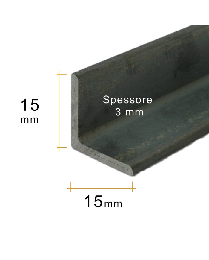 Angolare in ferro 15x15 mm spessore 3 mm | GREZZO [ 2 - 3 mt ]