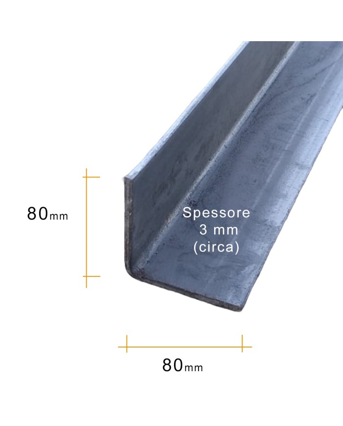 Angolare in Ferro Stampato  80x80 mm | GREZZO [ 2 - 3 mt ]
