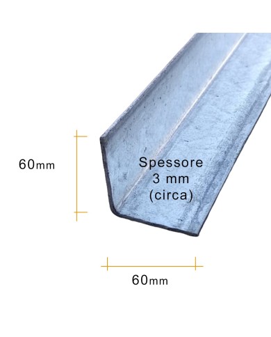 Angolare in Ferro Stampato ZINCATO  60x60 mm [ 2 - 3 mt ]