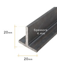 T in Ferro 20x20 mm spessore 4 mm | GREZZO [ 2 - 3 mt ]