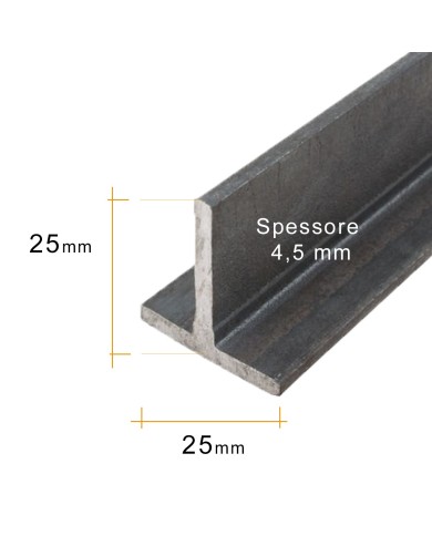 T in Ferro 25x25 mm spessore 4,5 mm | GREZZO [ 2 - 3 mt ]