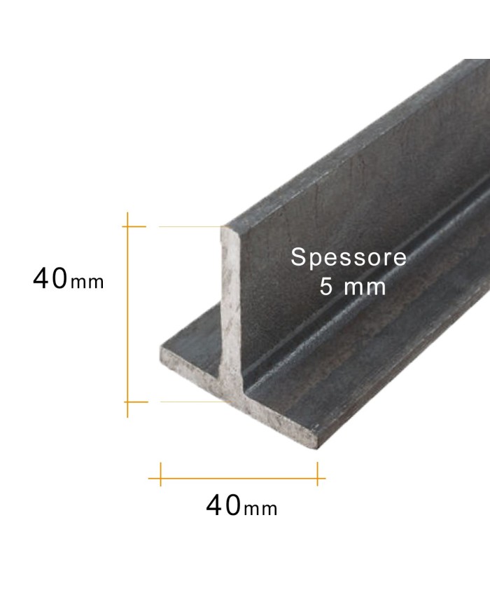 T in Ferro 40x40 mm spessore 5-6 mm | GREZZO [ 2 - 3 mt ]