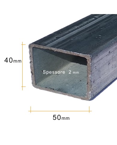 Tubolare FERRO 50x40x2 mm ZINCATO [ 2 - 3 mt ]