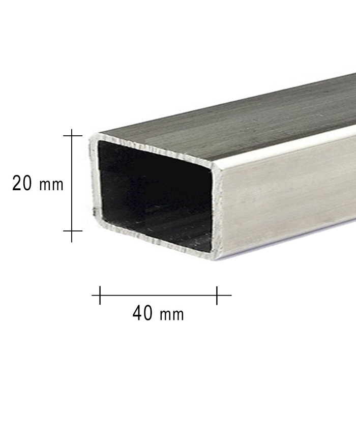 Tubolare Inox Satinato RETTANGOLO 40x20 x2 mm, 6MT | AISI 304 Imbustato Singolarmente
