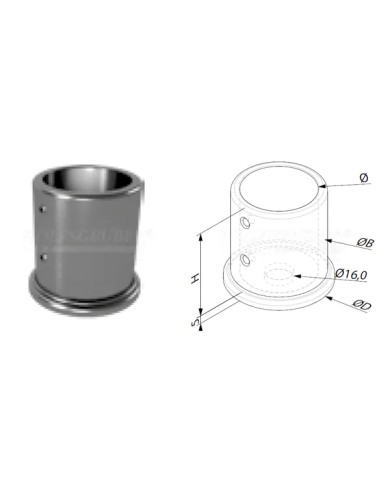 Ancoraggio a pavimento in Acciao Inox per tubo Ø 42.4 | AISI 304 Satinato Ancoraggio a pavimento in Acciao Inox per tubo Ø 42.4 | AISI 304 Satinato