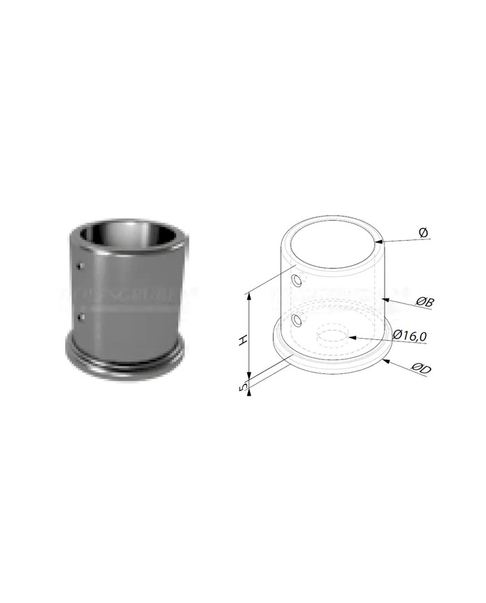 Ancoraggio a pavimento in Acciao Inox per tubo Ø 42.4 | AISI 304 Satinato Ancoraggio a pavimento in Acciao Inox per tubo Ø 42.4 | AISI 304 Satinato