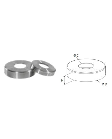 Copriflangia Acciaio Inox Ø 85 mm H. 14 mm Foro 34 mm | AISI 304 Satinato Copriflangia Acciaio Inox Ø 85 mm H. 14 mm Foro 34 mm | AISI 304 Satinato