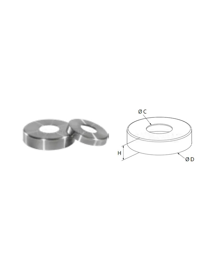 Copriflangia Acciaio Inox Ø 85 mm H. 14 mm Foro 34 mm | AISI 304 Satinato Copriflangia Acciaio Inox Ø 85 mm H. 14 mm Foro 34 mm | AISI 304 Satinato