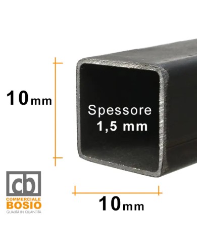 Tubolare FERRO 10x10x1,5 mm | Barre da 2 e 3 MT Tubolare FERRO 10x10x1,5 mm | Barre da 2 e 3 MT