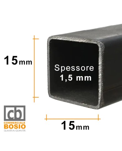 Tubolare FERRO 15x15x1,5 mm | Barre da 2 e 3 MT Tubolare FERRO 15x15x1,5 mm | Barre da 2 e 3 MT