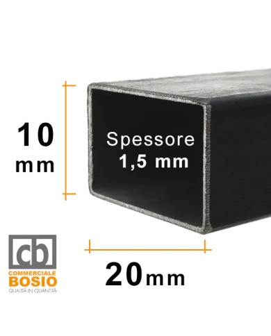 Tubolare FERRO 20x10x1,5 mm | Barre da 2 e 3 MT Tubolare FERRO 20x10x1,5 mm | Barre da 2 e 3 MT