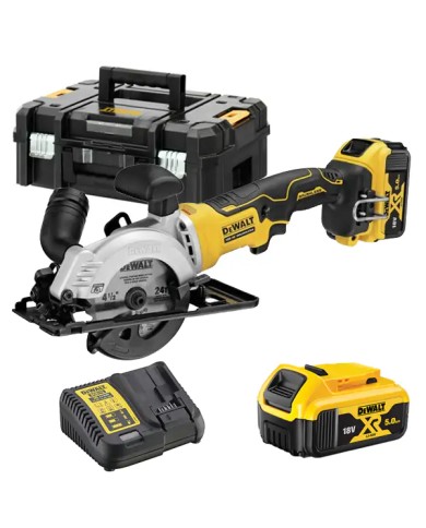 DeWALT DCS571P2-QW | Sega Circolare Compatta 18V XR, 2X 5Ah, Lama 115mm, Valigetta TSTAK DeWALT DCS571P2-QW | Sega Circolare Compatta 18V XR, 2X 5Ah, Lama 115mm, Valigetta TSTAK