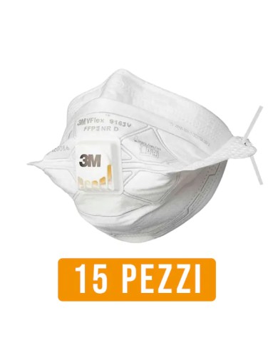 3M 9163E | Maschera FFP3 con valvola per polveri, Ergonomica VFlex - 15pz 3M 9163E | Maschera FFP3 con valvola per polveri, Ergonomica VFlex - 15pz