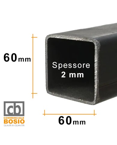 Tubolare FERRO 60x60x2 mm | Barre da 2 e 3 MT Tubolare FERRO 60x60x2 mm | Barre da 2 e 3 MT