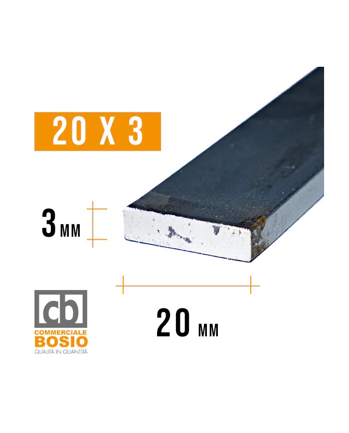 Ferro PIATTO 20x 3 mm | Barre da 2 e 3 MT Ferro PIATTO 20x 3 mm | Barre da 2 e 3 MT