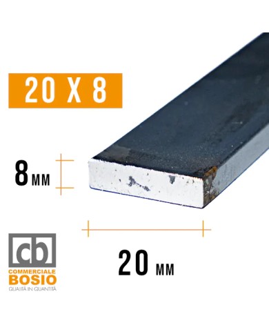 Ferro PIATTO 20x 8 mm | Barre da 2 e 3 MT Ferro PIATTO 20x 8 mm | Barre da 2 e 3 MT