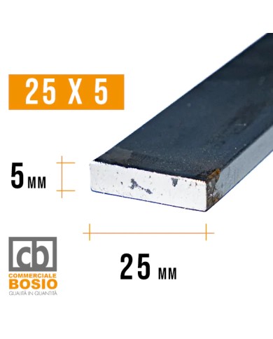 Ferro PIATTO 25x 5 mm | Barre da 2 e 3 MT Ferro PIATTO 25x 5 mm | Barre da 2 e 3 MT