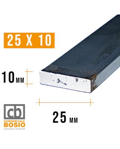Ferro PIATTO 25x10 mm | Barre da 2 e 3 MT Ferro PIATTO 25x10 mm | Barre da 2 e 3 MT