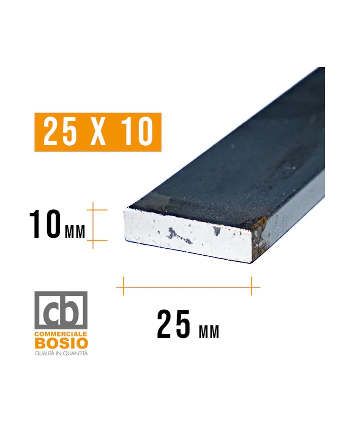 Ferro PIATTO 25x10 mm | Barre da 2 e 3 MT Ferro PIATTO 25x10 mm | Barre da 2 e 3 MT