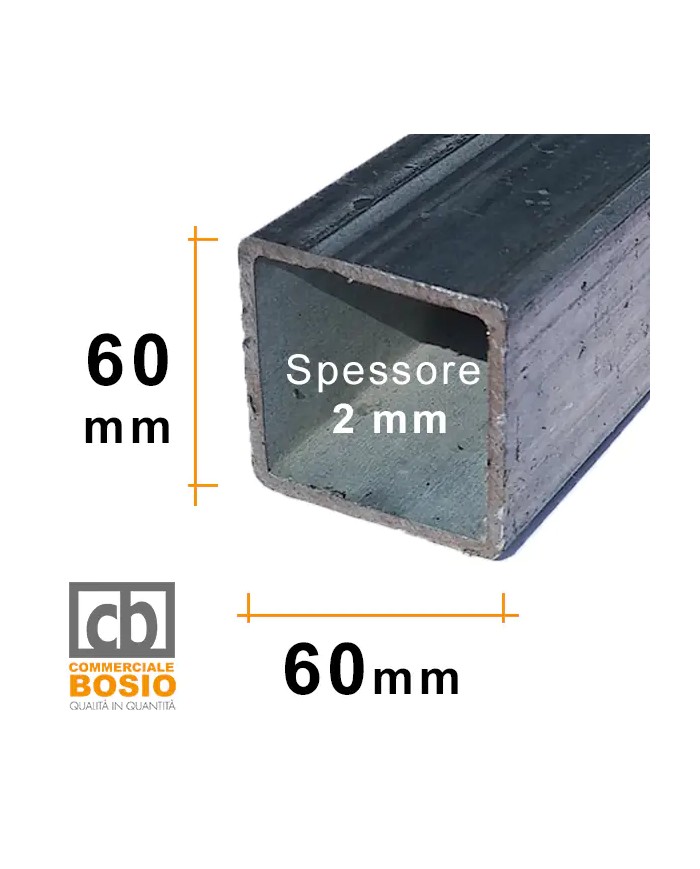 Tubolare FERRO ZINCATO 60x60x2 mm | Barre da 2 e 3 MT Tubolare FERRO ZINCATO 60x60x2 mm | Barre da 2 e 3 MT