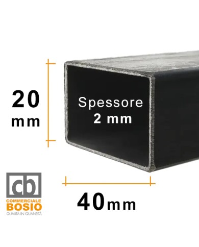 Tubolare FERRO 40x20x2 mm | Barre da 2 e 3 MT Tubolare FERRO 40x20x2 mm | Barre da 2 e 3 MT