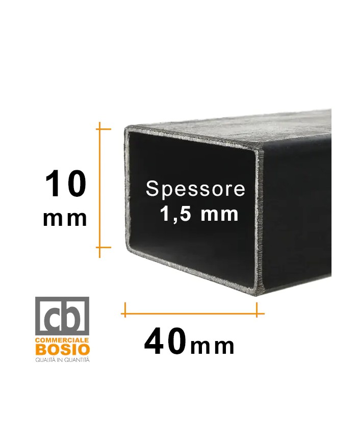 Tubolare FERRO 40x10x1,5 mm | Barre da 2 e 3 MT Tubolare FERRO 40x10x1,5 mm | Barre da 2 e 3 MT