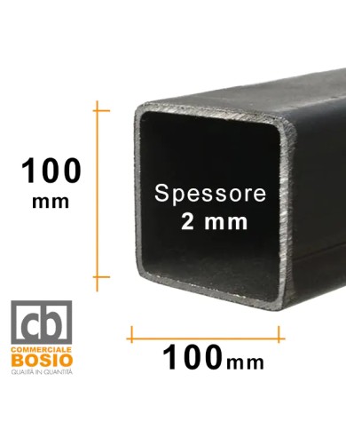 Tubolare FERRO 100x100x2 mm | 6 MT Tubolare FERRO 100x100x2 mm | 6 MT