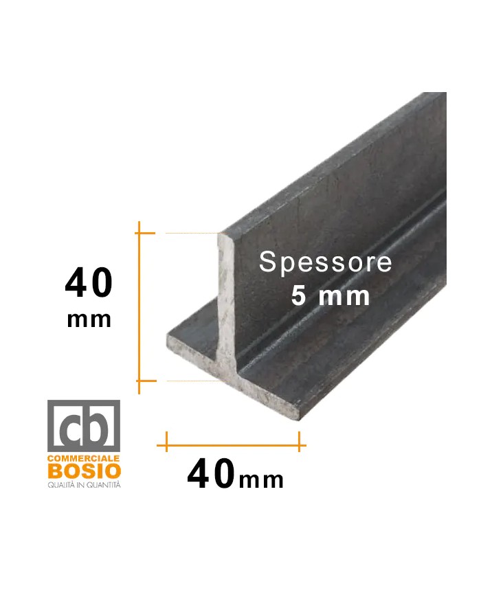 T in Ferro 40x40 mm spessore 5 mm | GREZZO T in Ferro 40x40 mm spessore 5 mm | GREZZO