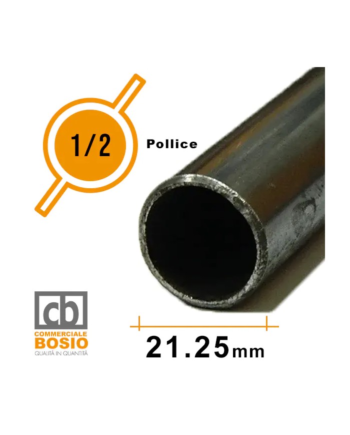 Tubo in Ferro Ø 21,25 mm - 1/2 pollice | Carpenteria Grezzo