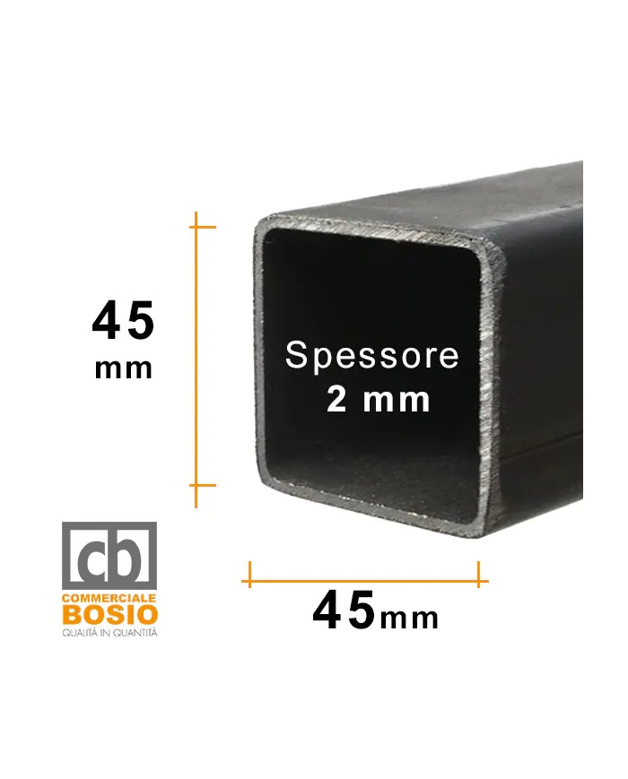 Tubolare FERRO 45x45x2 mm | Barre da 2 e 3 MT Tubolare FERRO 45x45x2 mm | Barre da 2 e 3 MT