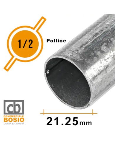 Tubo in Ferro Ø 21,25 mm - 1/2 pollice | Carpenteria Zincato Tubo in Ferro Ø 21,25 mm - 1/2 pollice | Carpenteria Zincato