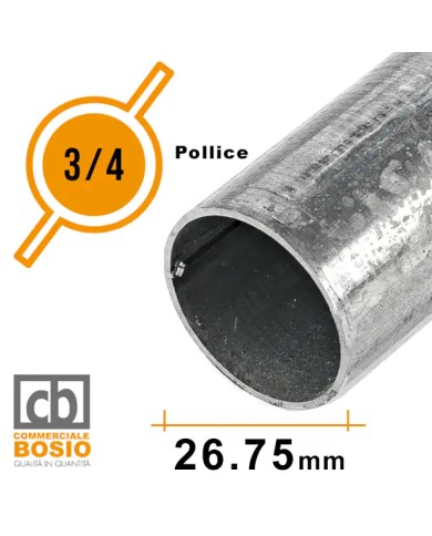 Tubo in Ferro Ø 26,75 mm - 3/4 pollice | Carpenteria Zincato Tubo in Ferro Ø 26,75 mm - 3/4 pollice | Carpenteria Zincato