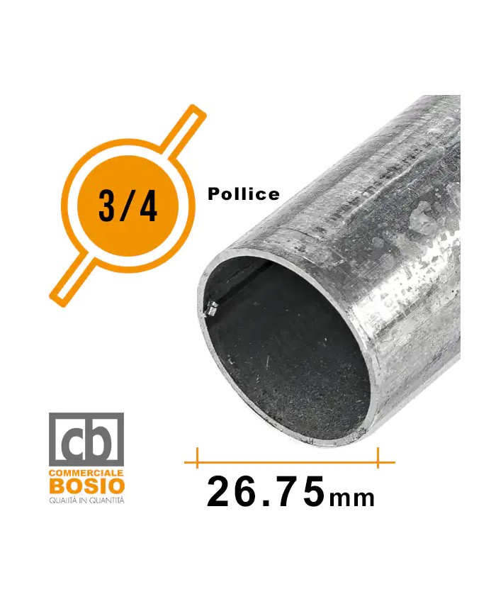 Tubo in Ferro Ø 26,75 mm - 3/4 pollice | Carpenteria Zincato