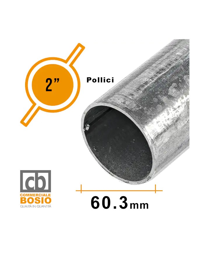 Tubo in Ferro Ø 60,3 mm - 2 pollici | Carpenteria Zincato Tubo in Ferro Ø 60,3 mm - 2 pollici | Carpenteria Zincato