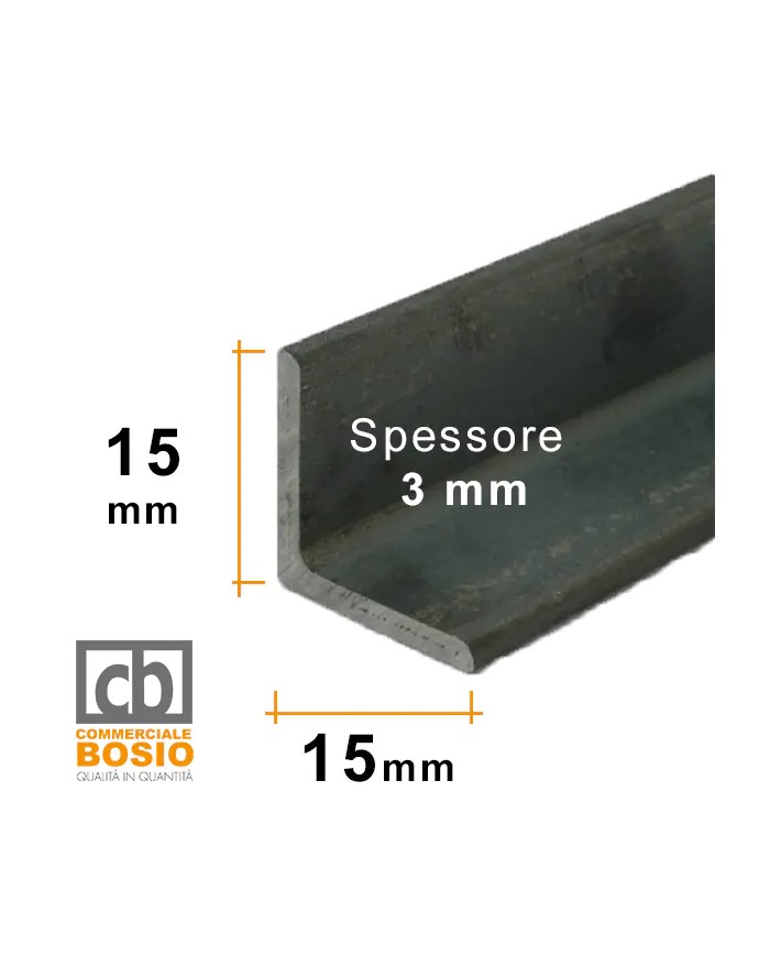 Angolare in ferro 15x15 mm spessore 3 mm | GREZZO Angolare in ferro 15x15 mm spessore 3 mm | GREZZO