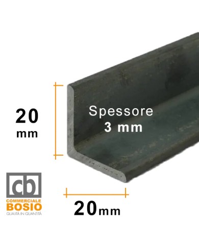 Angolare in ferro 20x20 mm spessore 3 mm | GREZZO Angolare in ferro 20x20 mm spessore 3 mm | GREZZO